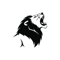 Fototapeta premium roaring lion head silhouette