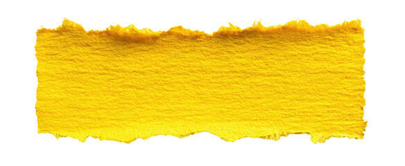 Torn, textured, yellow rectangular shape on transparent background