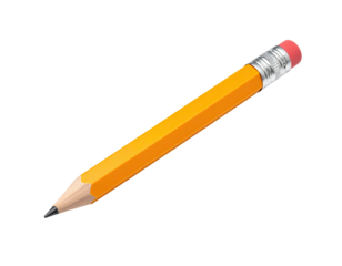 A classic yellow pencil with a pink eraser and a graphite tip against black