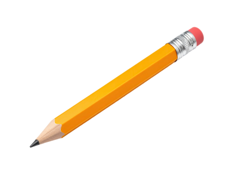 A classic yellow pencil with a pink eraser and a graphite tip against black