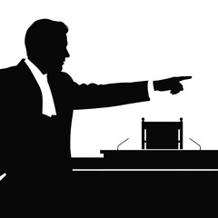 silhouette of a judge pointing