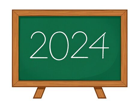 Year 2024 on a chalkboard