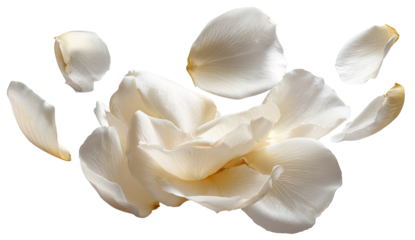 Delicate, light cream-colored flower petals, isolated against black background