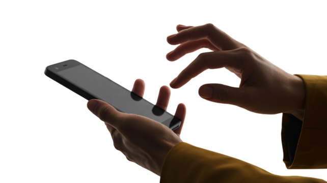 Hands interacting with mobile phone for modern communication needs - Powered by Adobe