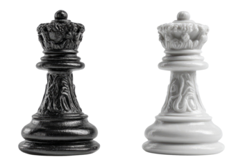 Elegant King Chess Pieces in Black and White with Intricate Detailing and Design