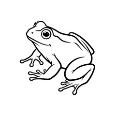 Naklejka premium Black and white illustration of a frog sitting on a flat surface 