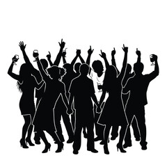 Fototapeta premium silhouette of people dancing at a party