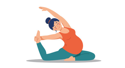 Pregnant Woman Performing Yoga King Pigeon Pose for Flexibility and Wellness.