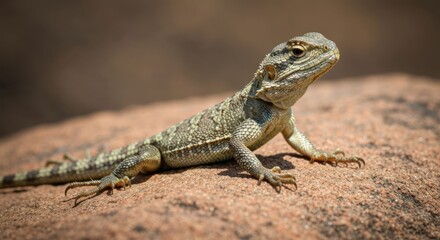 Fototapeta premium Small lizard on reddish rock