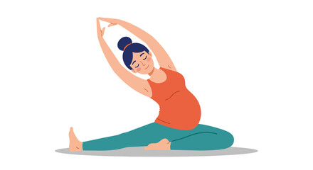 Pregnant Woman Performing Yoga Stretch in Comfortable Attire.
