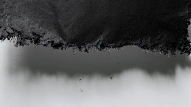 Tattered black fabric abstract on white
