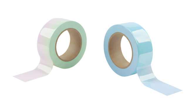 Two rolls of medical or surgical adhesive tape on white background, useful for healthcare and first aid applications