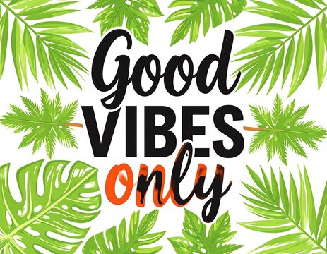 Tropical greeting card with the phrase "Good Vibes Only