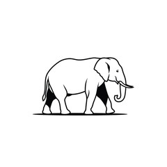 Fototapeta premium black and white illustration of an elephant walking