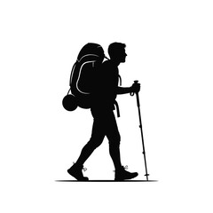 hiker with backpack and poles