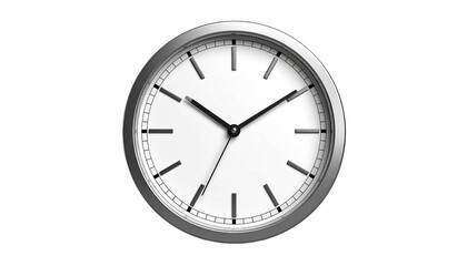 A sleek, modern clock with a silver bezel and minimalist design