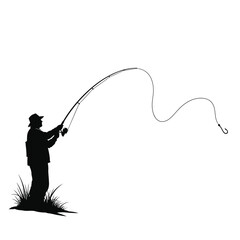 fisherman silhouette casting line