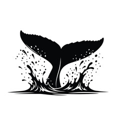 silhouette of a whale tail diving into splashing water