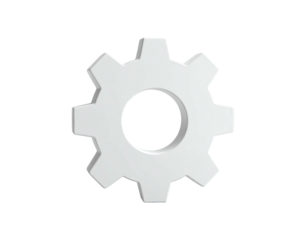 3D rendering of a light gray gear with a centered hole and clean shadows