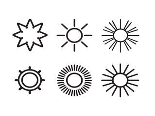 Minimalist sun shape icons collection designed in stylish professional vector design