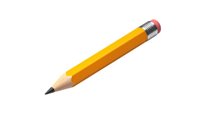 A yellow pencil with a pink eraser and metal ferrule, isolated on black
