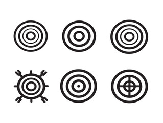 Six artistic target symbol icons in a clean vector minimalist design