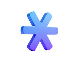 A floating, stylized asterisk, rendered with a vibrant blue to purple gradient