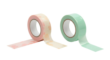 Two rolls of decorative washi tape in pastel pink and mint green colors, perfect for crafts and scrapbooking