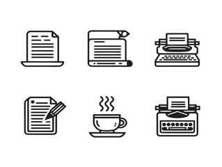 Six creative minimalist vector text icons in a clean modern style