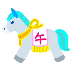 午年年賀状に使える手描きの馬のイラスト