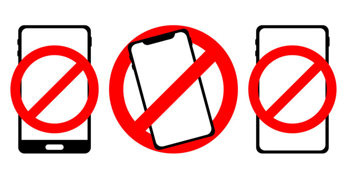 Smartphone Ban Icons Mobile Device Prohibition Symbols for Restricted Use Zones