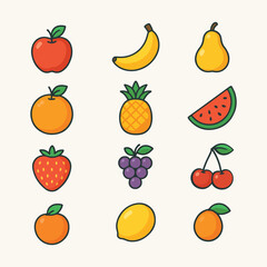 Collection of high-quality fruits vector illustration