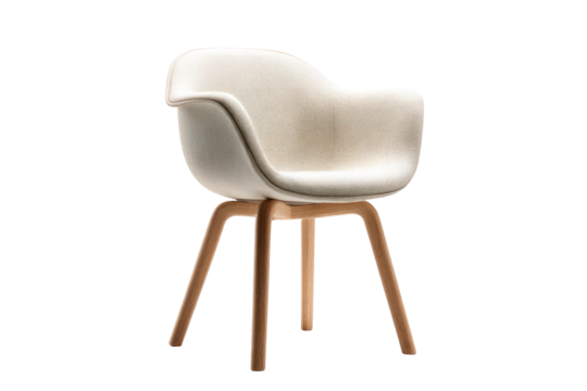 Cream-colored molded chair with wooden legs