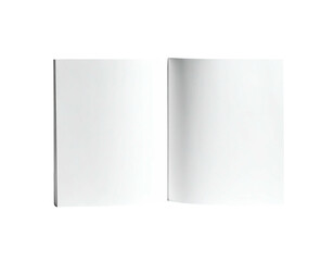 Open book, plain white pages, view from above, black background