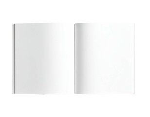 Open blank book, white pages, isolated on black. Ready for content and design