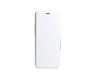 Clean, white smartphone in a vertical pose, against a stark black background