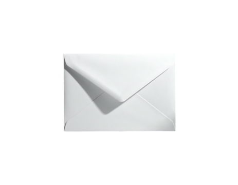 A crisp white envelope casts a shadow on a dark background, simple design