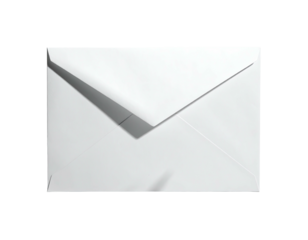 Close-up of a closed white envelope casting a shadow, against a black background