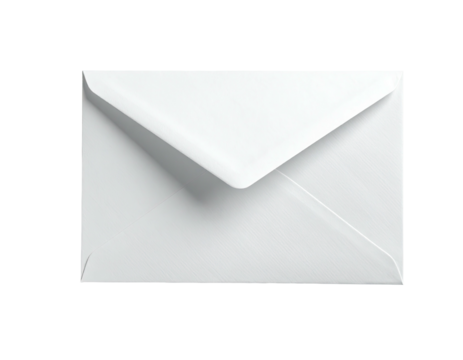 Close-up of a white, closed paper envelope against a stark black background