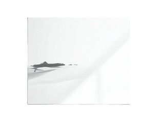 Abstract grayscale composition of angular shapes and a central textured element