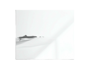 Abstract grayscale composition of angular shapes and a central textured element