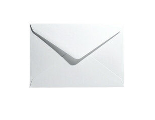 White envelope with shadow and triangular flap against a black background