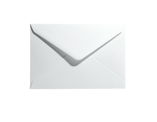 White envelope with shadow and triangular flap against a black background