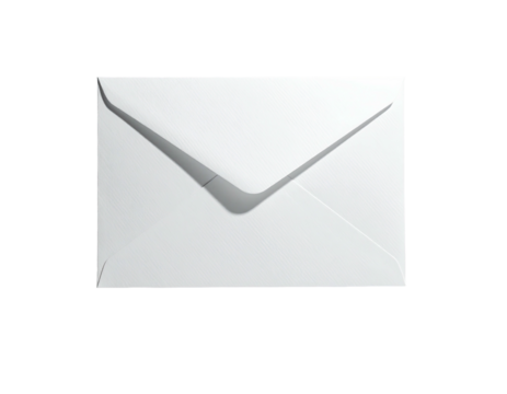 White envelope with shadow and triangular flap against a black background