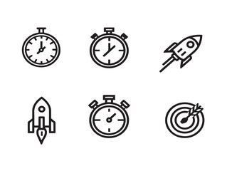Fototapeta premium Stylish vector design of six time forward minimalist icons in clean line art style