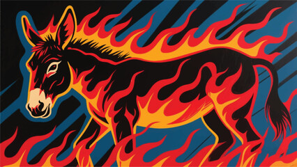 Fiery Mule Illustrator Artwork Banner Background Design Template 