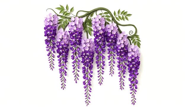 Wisteria flowers isolated on white background