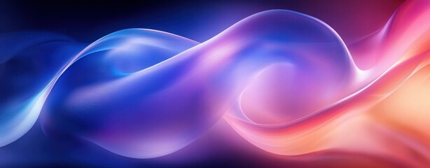 Smooth flowing abstract wave shapes blending blue, purple, pink, and orange colors creating a dynamic and soothing visual effect