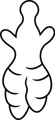 Simple Line Art Illustration of a Ginger Root with a Humanoid Shape