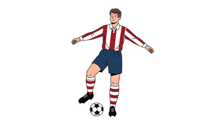 Obraz premium Animated soccer player skillfully controls the ball during an energetic match illustration design art creation vector style icon illustration